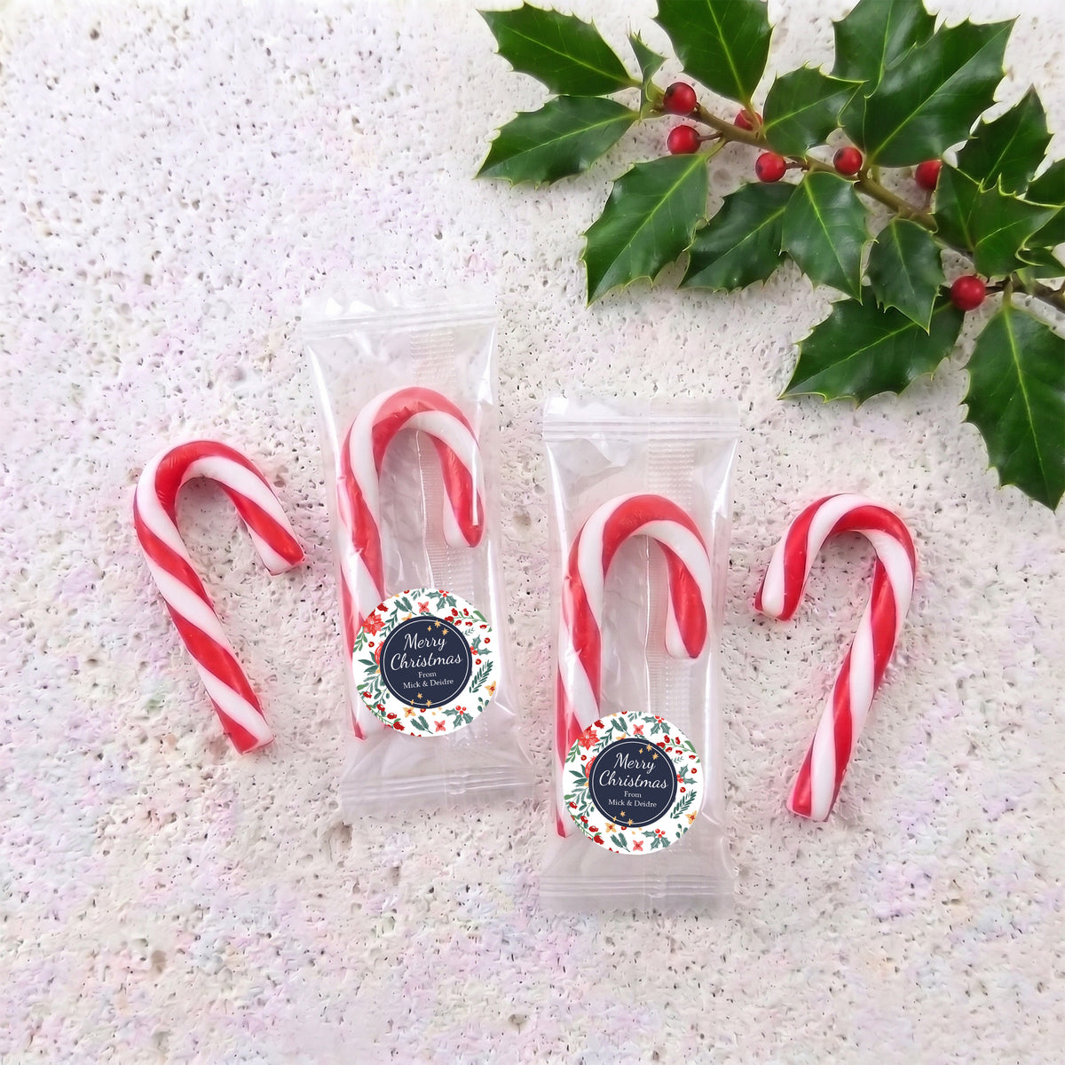 Christmas Florals Personalised Mini Candy Canes