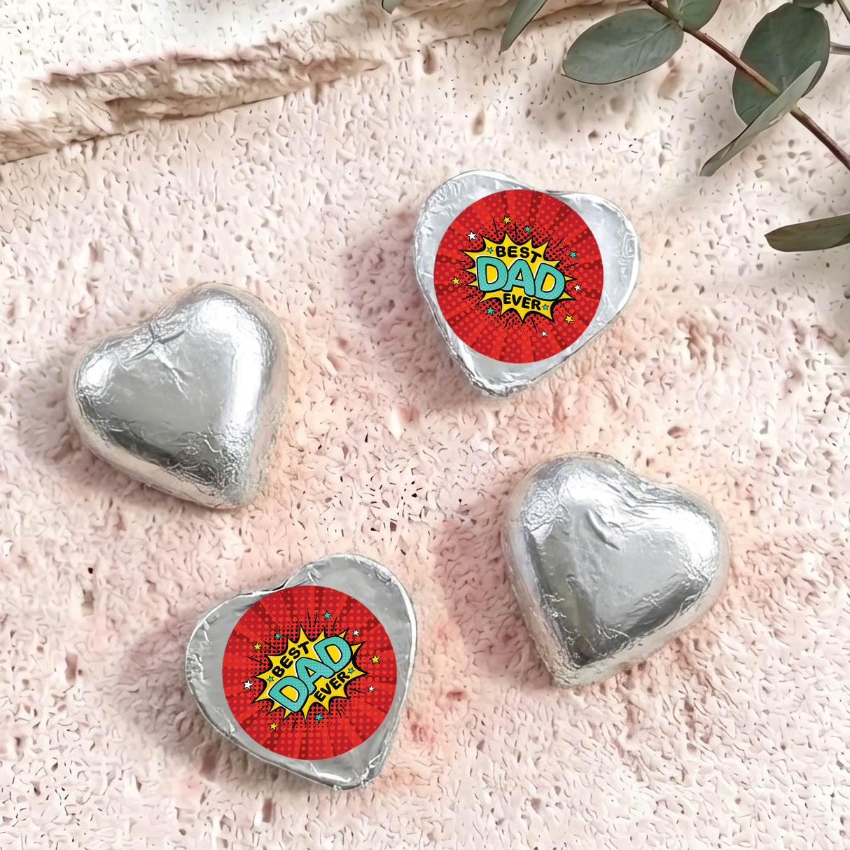 Best Dad Ever Personalised Foil Covered Chocolate Hearts