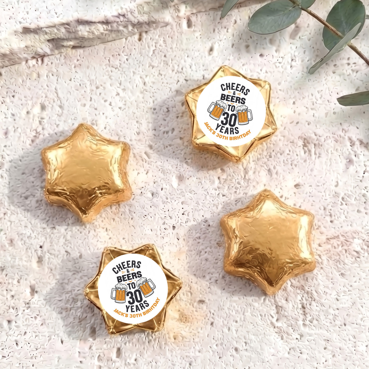 Cheers Beers 30th Birthday Personalised Foil Covered Chocolate Stars