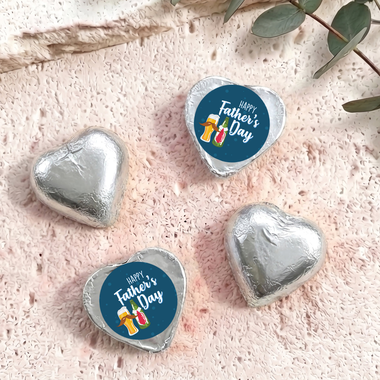 Fun Beers Fathers Day Personalised Foil Covered Chocolate Hearts