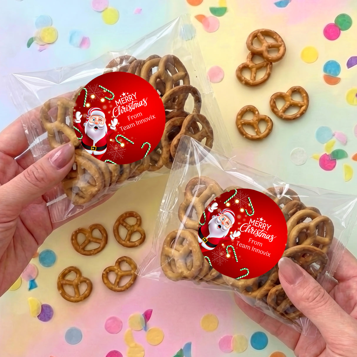 Waving Santa Personalised Pretzel Bag