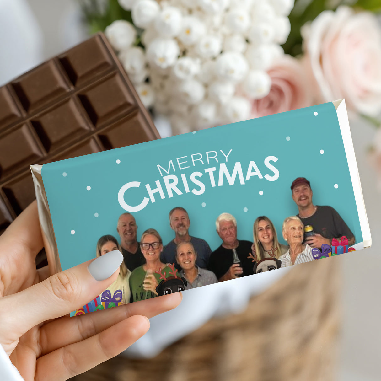Merry Christmas Photo Chocolate Bar