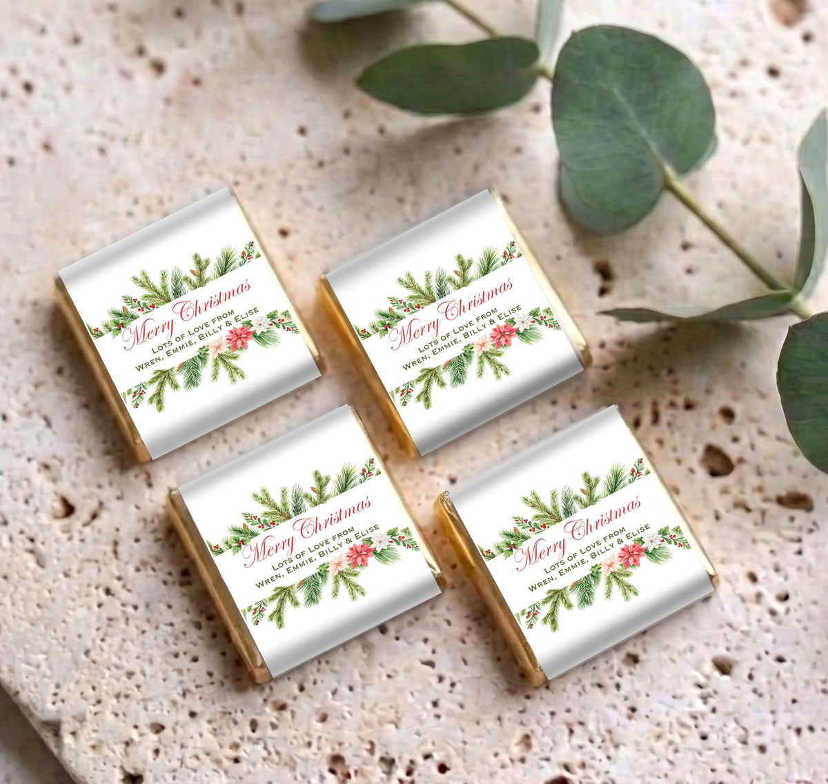 Watercolour Christmas Personalised Mini Chocolates
