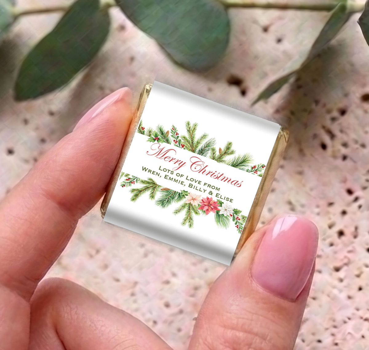 Watercolour Christmas Personalised Mini Chocolates