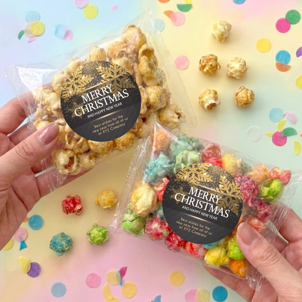 Christmas Gold Black Personalised Popcorn Bag