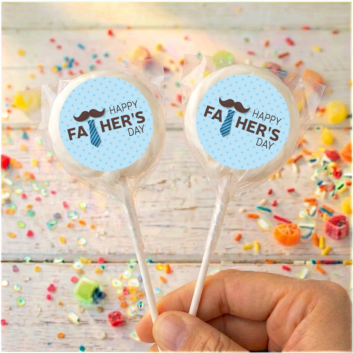 Tie Moustache Fathers Day Personalised Lollipops