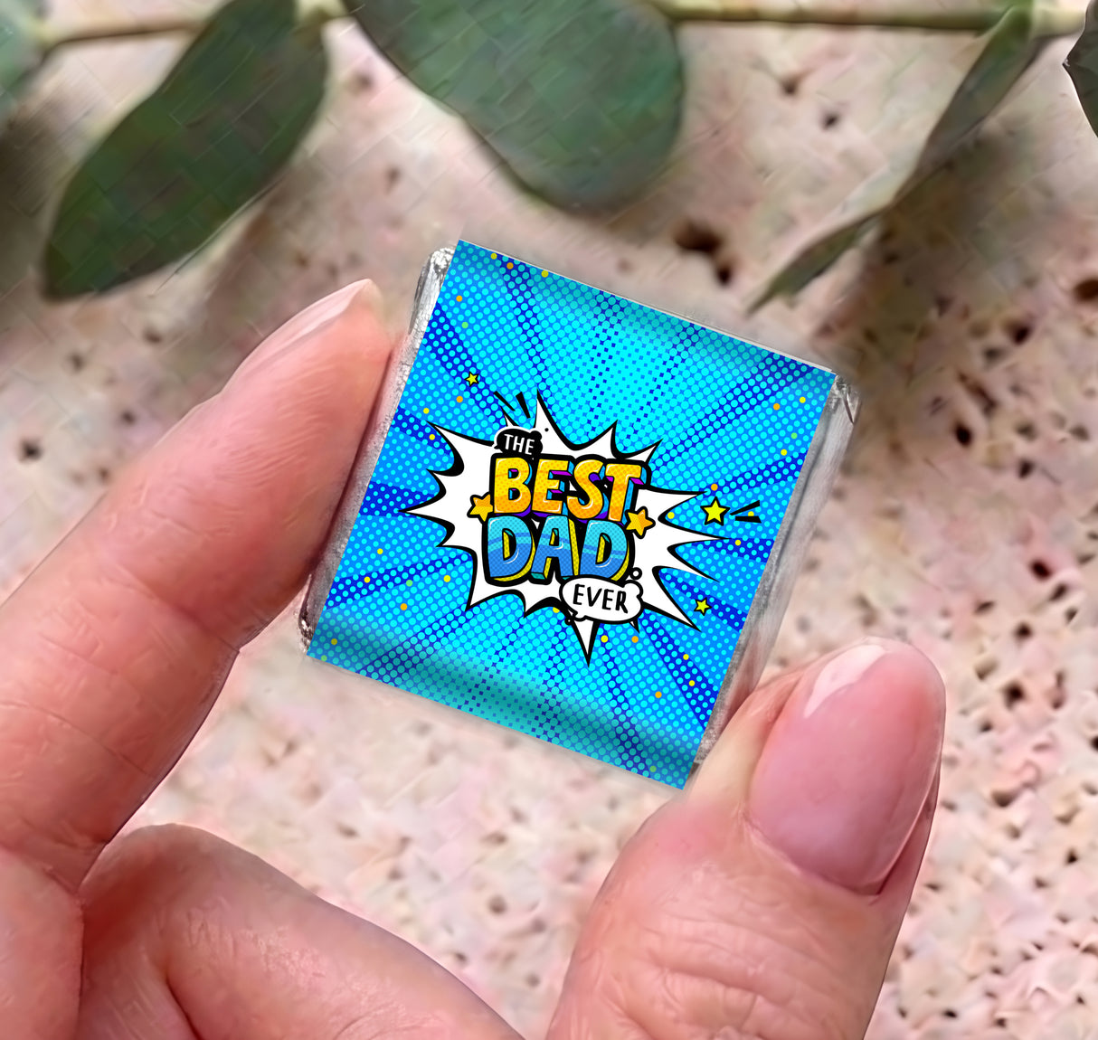 Best Dad Ever Fathers Day Blue Comic Personalised Mini Chocolates