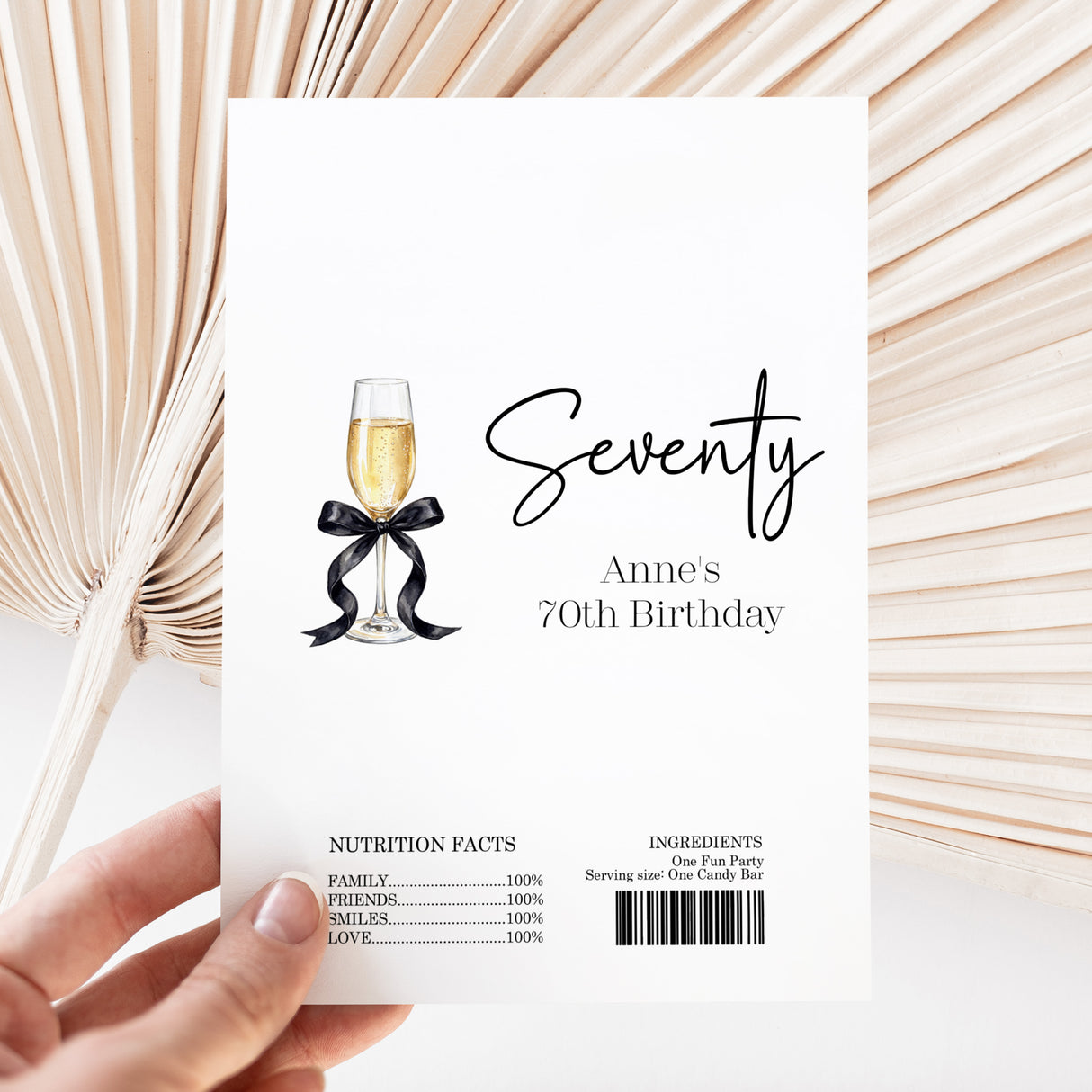 Champagne 70th Birthday Chocolate Wrapper DIY