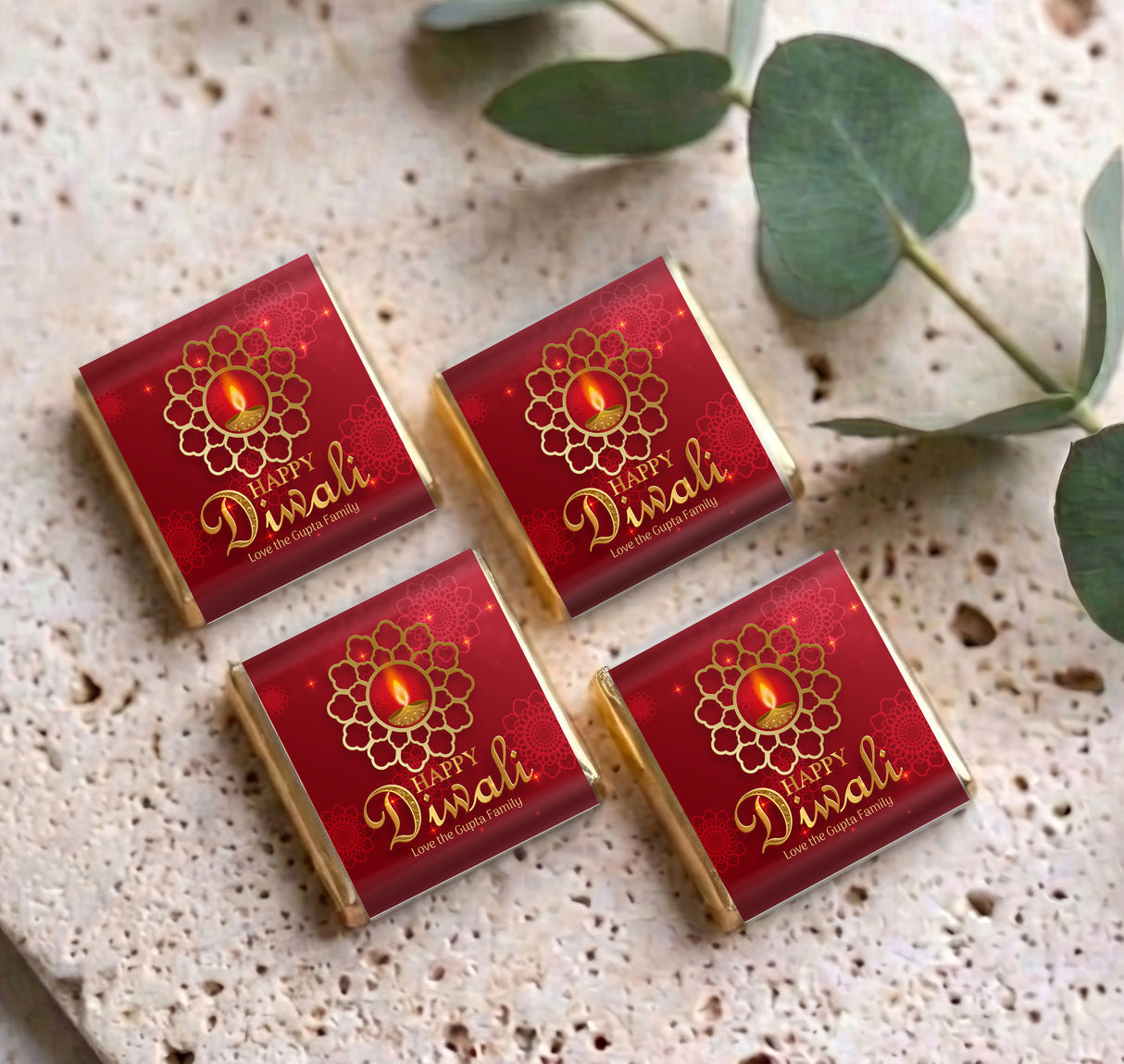 Diwali Red Candle Personalised Mini Chocolates