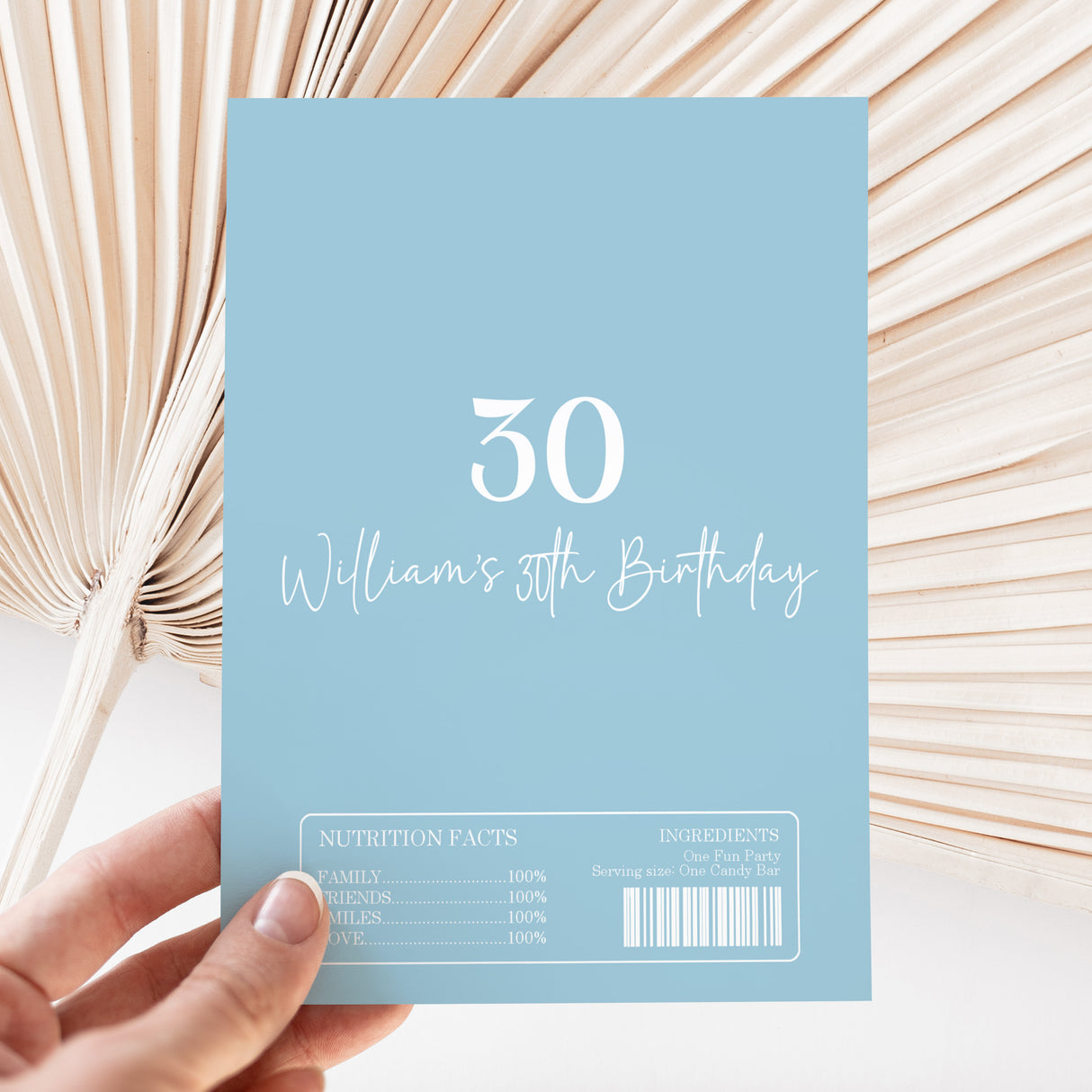 Blue 30th Birthday Chocolate Wrapper DIY