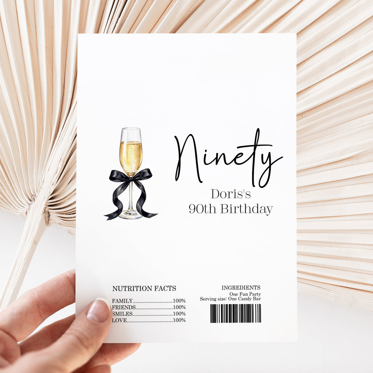 Champagne 90th Birthday Chocolate Wrapper DIY