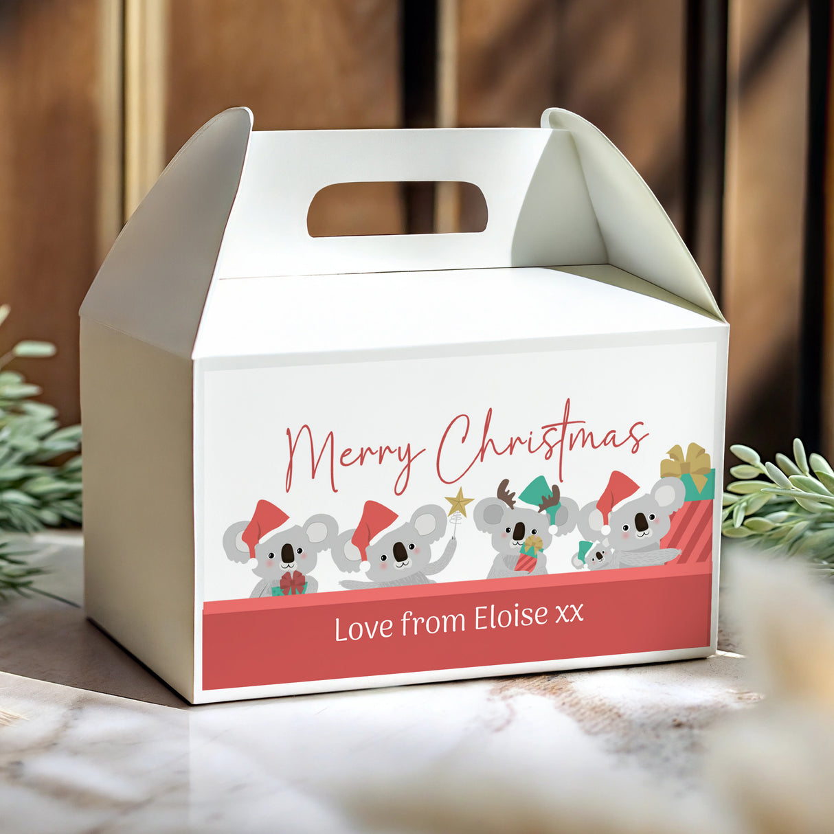 Christmas Koalas Personalised Gable Favour Box