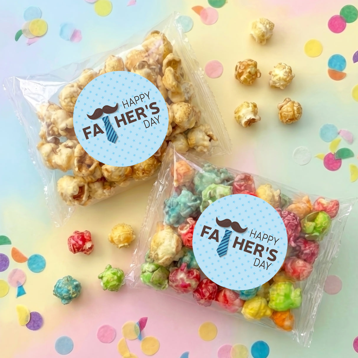 Tie Moustache Fathers Day Personalised Popcorn Bag