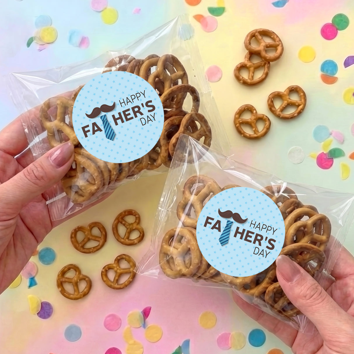 Tie Moustache Fathers Day Personalised Pretzel Bag
