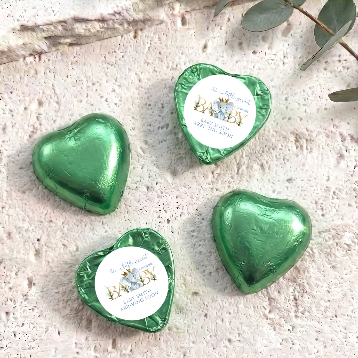 Little Peanut Baby Shower Personalised Foil Covered Chocolate Hearts