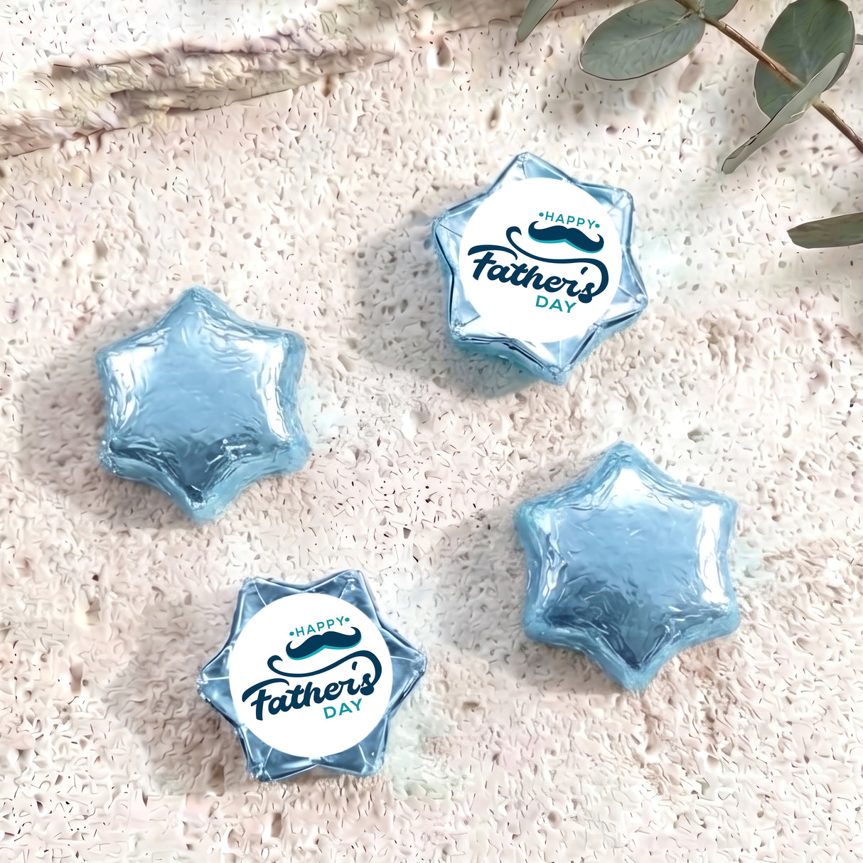 Moustache Fathers Day Personalised Foil Covered Chocolate Stars