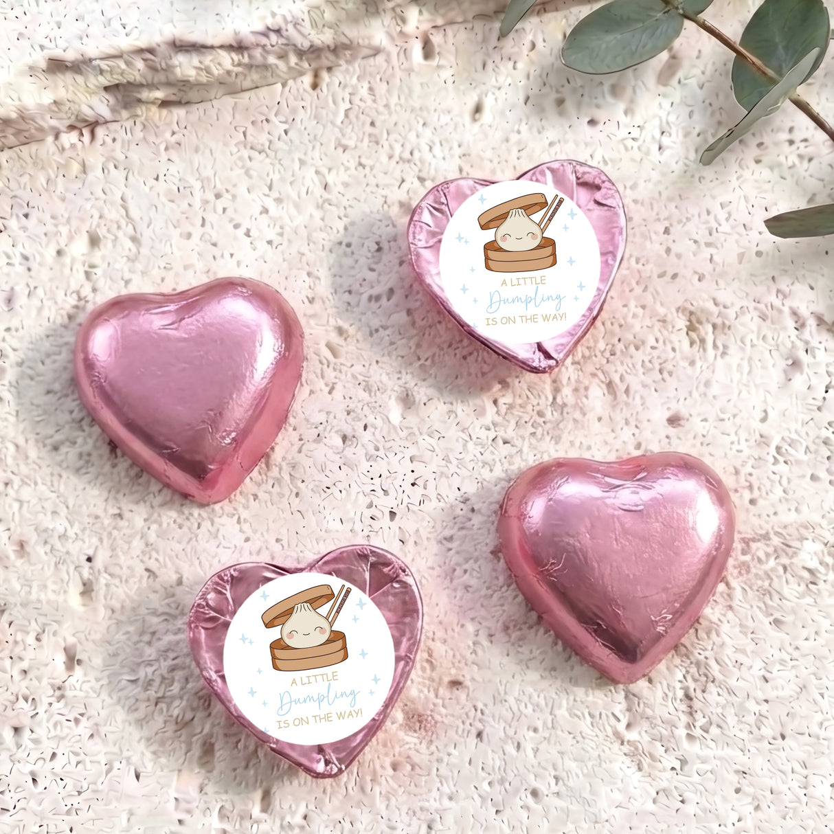 Little Dumpling Blue Personalised Foil Covered Chocolate Hearts