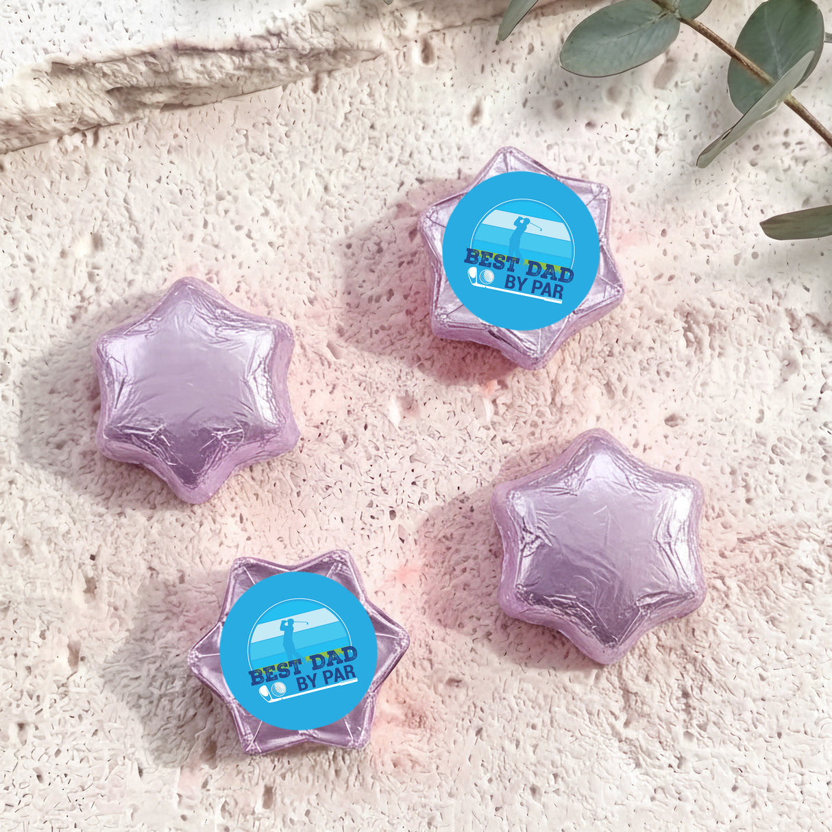 Best Dad By Par Golf Fathers Day Personalised Foil Covered Chocolate Stars
