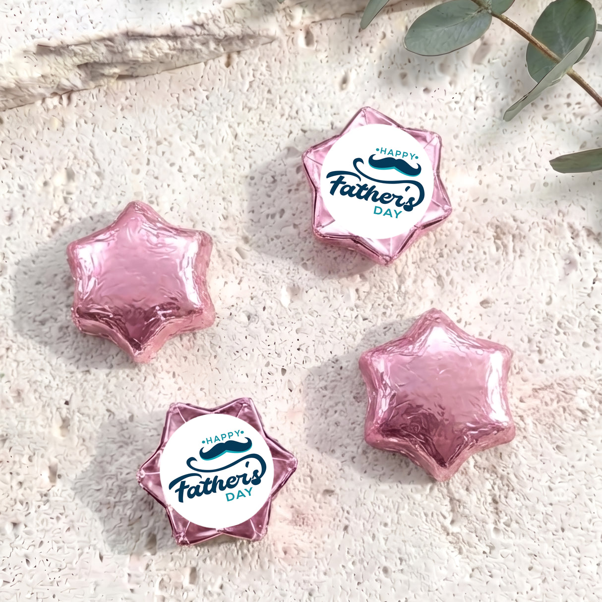 Moustache Fathers Day Personalised Foil Covered Chocolate Stars