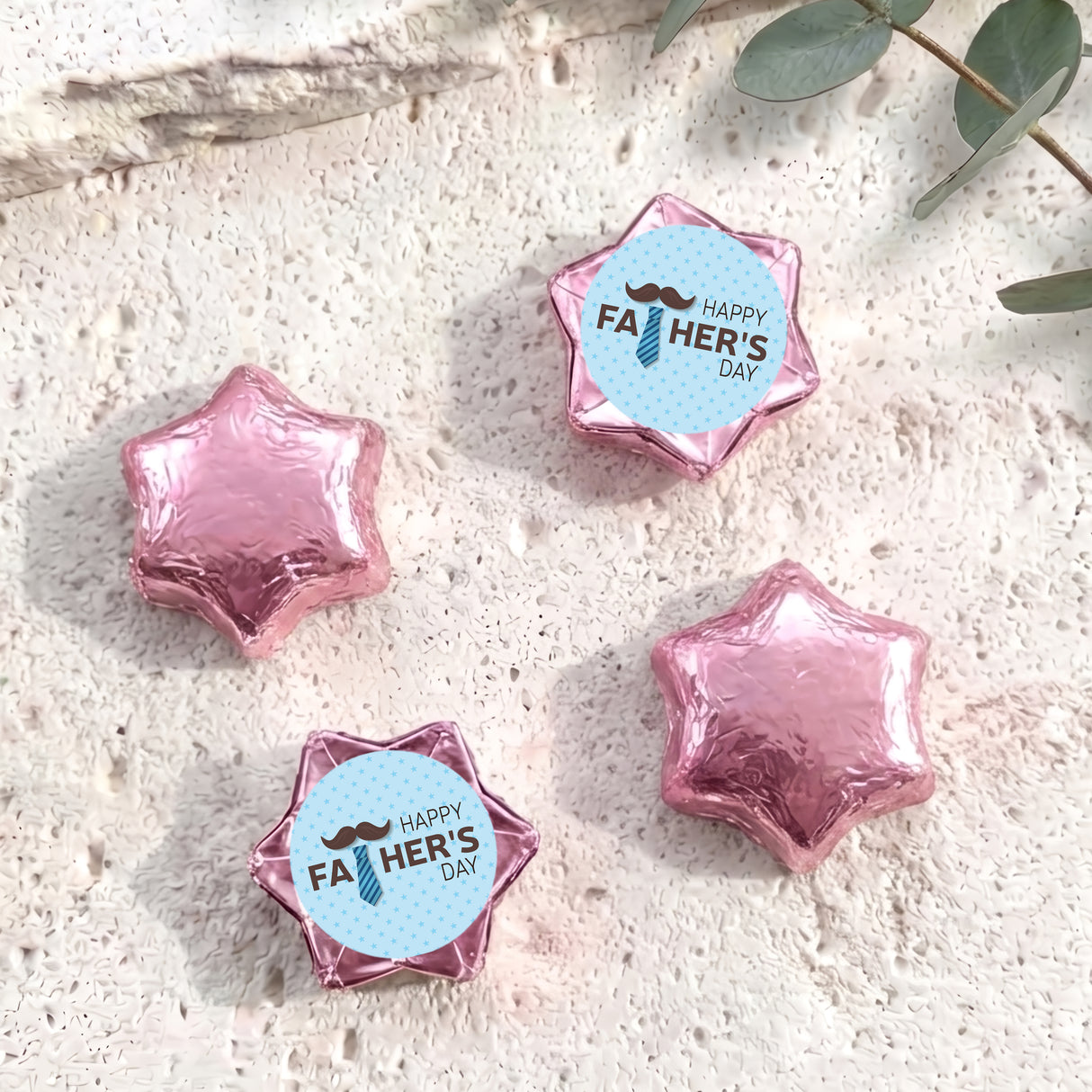 Tie Moustache Fathers Day Personalised Foil Covered Chocolate Stars