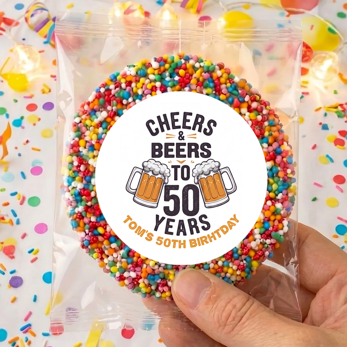 Cheers Beers 50th Birthday Personalised Giant Freckles