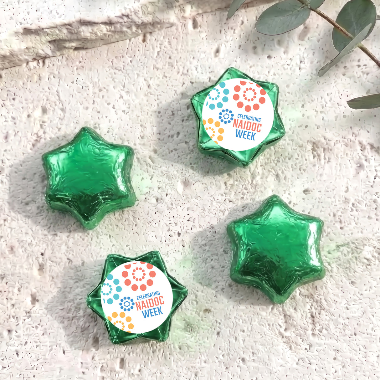 Naidoc Pastel Dots Personalised Foil Covered Chocolate Stars