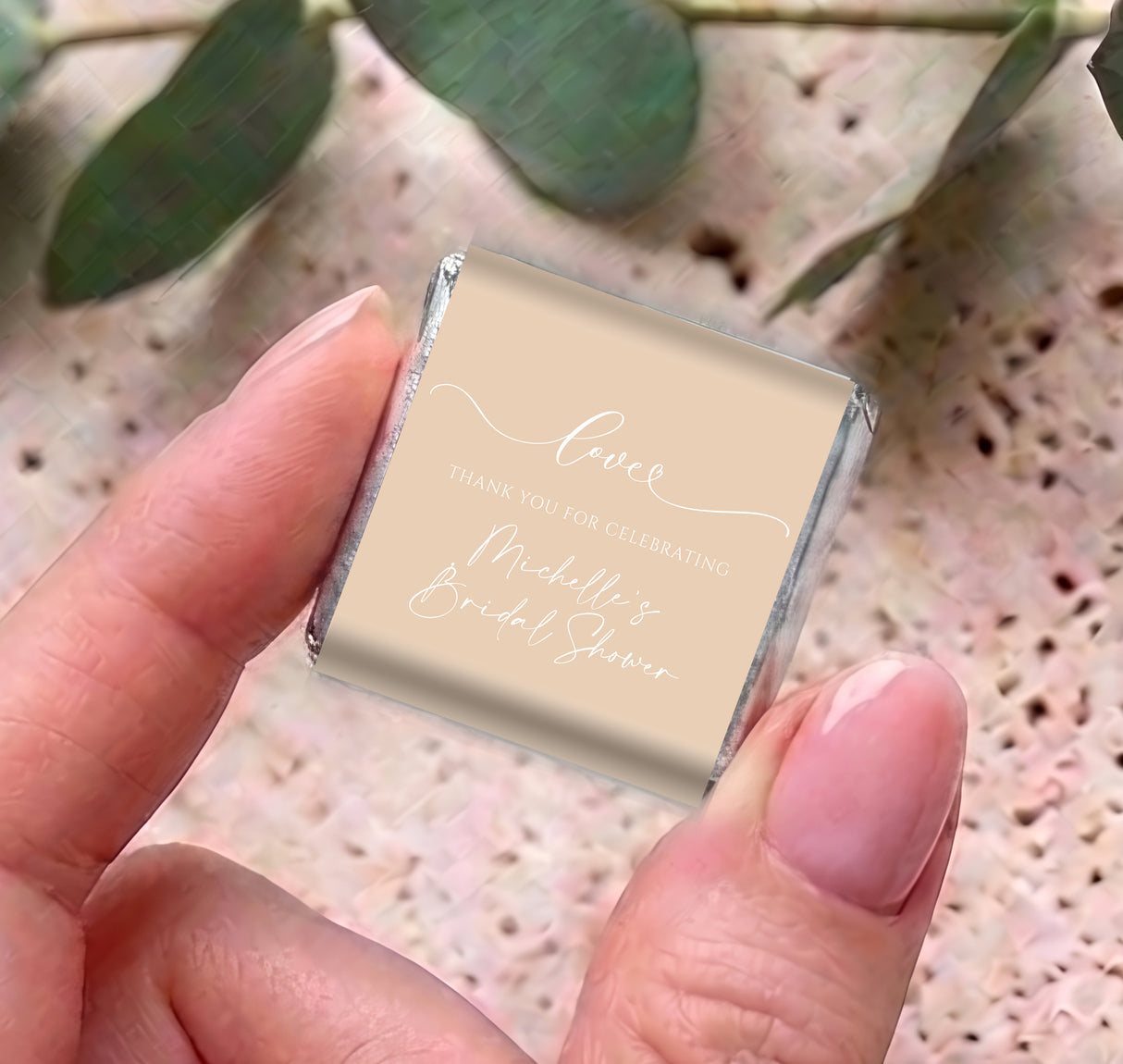 Beige Bridal Shower Love Personalised Mini Chocolates