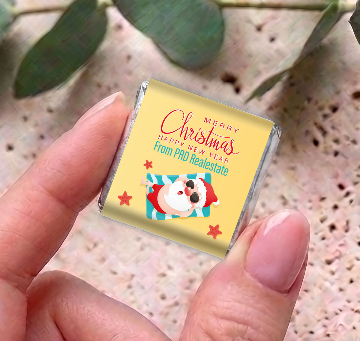 Sunbaking Santa Personalised Mini Chocolates
