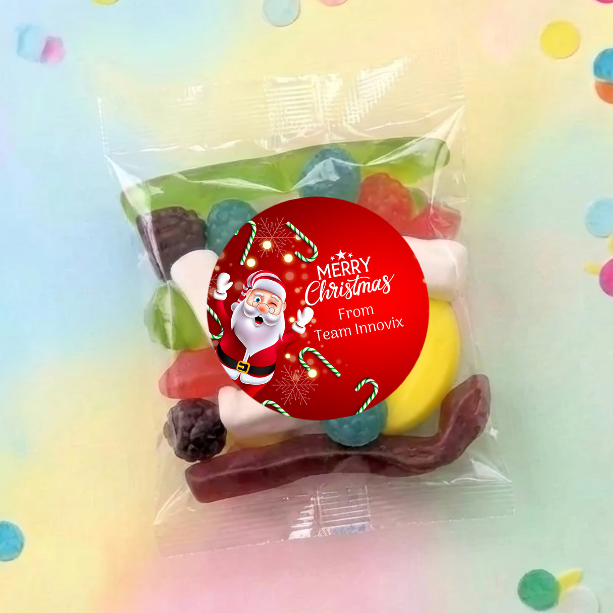 Waving Santa Personalised Party Mix Lolly Bag