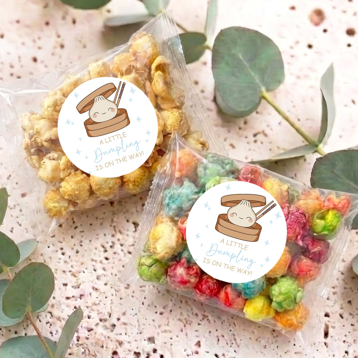 Little Dumpling Blue Personalised Popcorn Bag