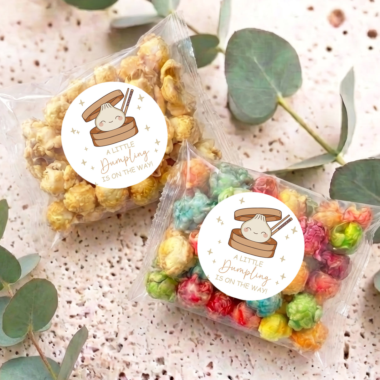 Little Dumpling Gender Neutral Baby Shower Personalised Popcorn Bag