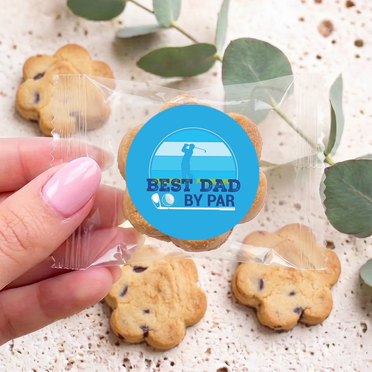 Best Dad By Par Golf Fathers Day Personalised Bite Size Choc Chip Cookies