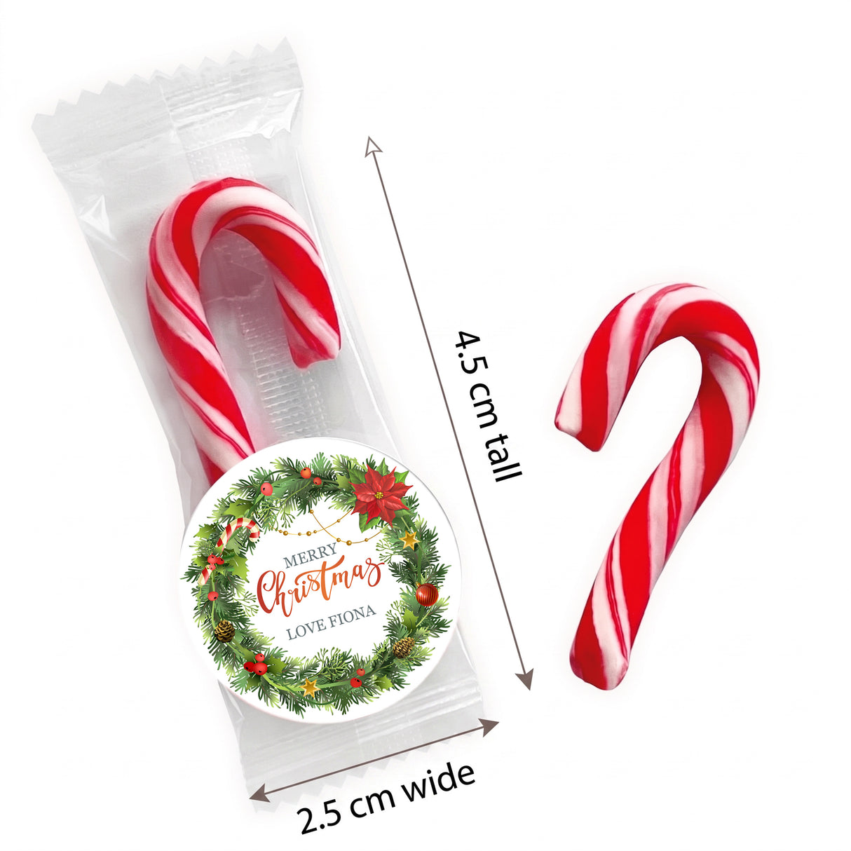 Christmas Wreath Personalised Mini Candy Canes