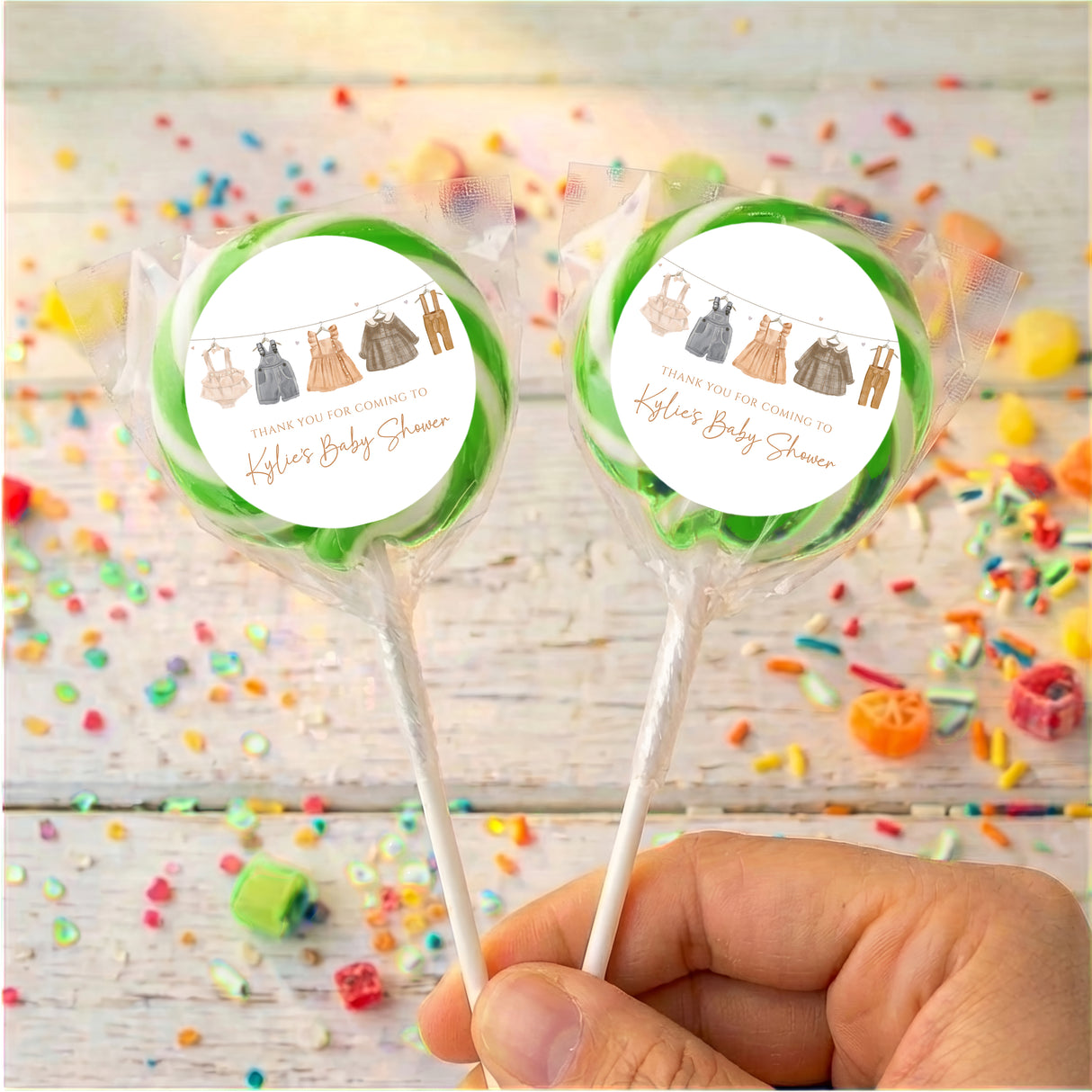 Vintage Baby Clothes Baby Shower Personalised Lollipops