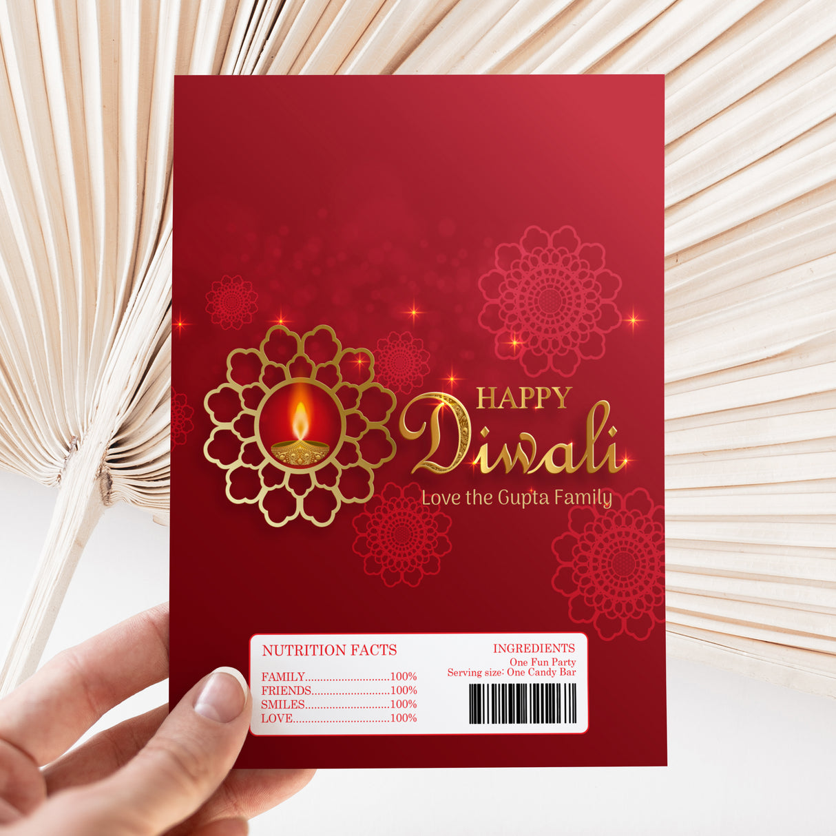 Diwali Red Design Chocolate Wrapper DIY