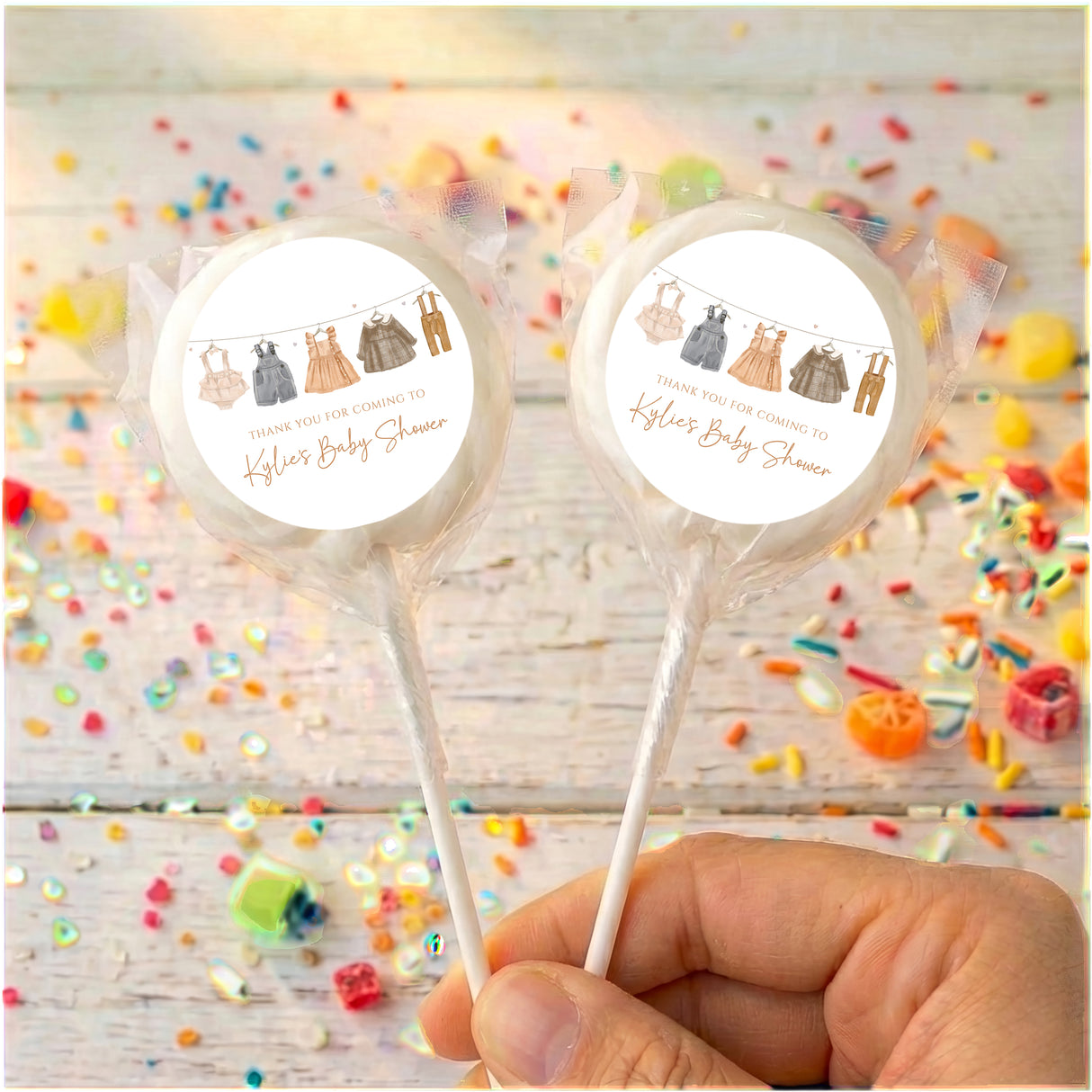 Vintage Baby Clothes Baby Shower Personalised Lollipops