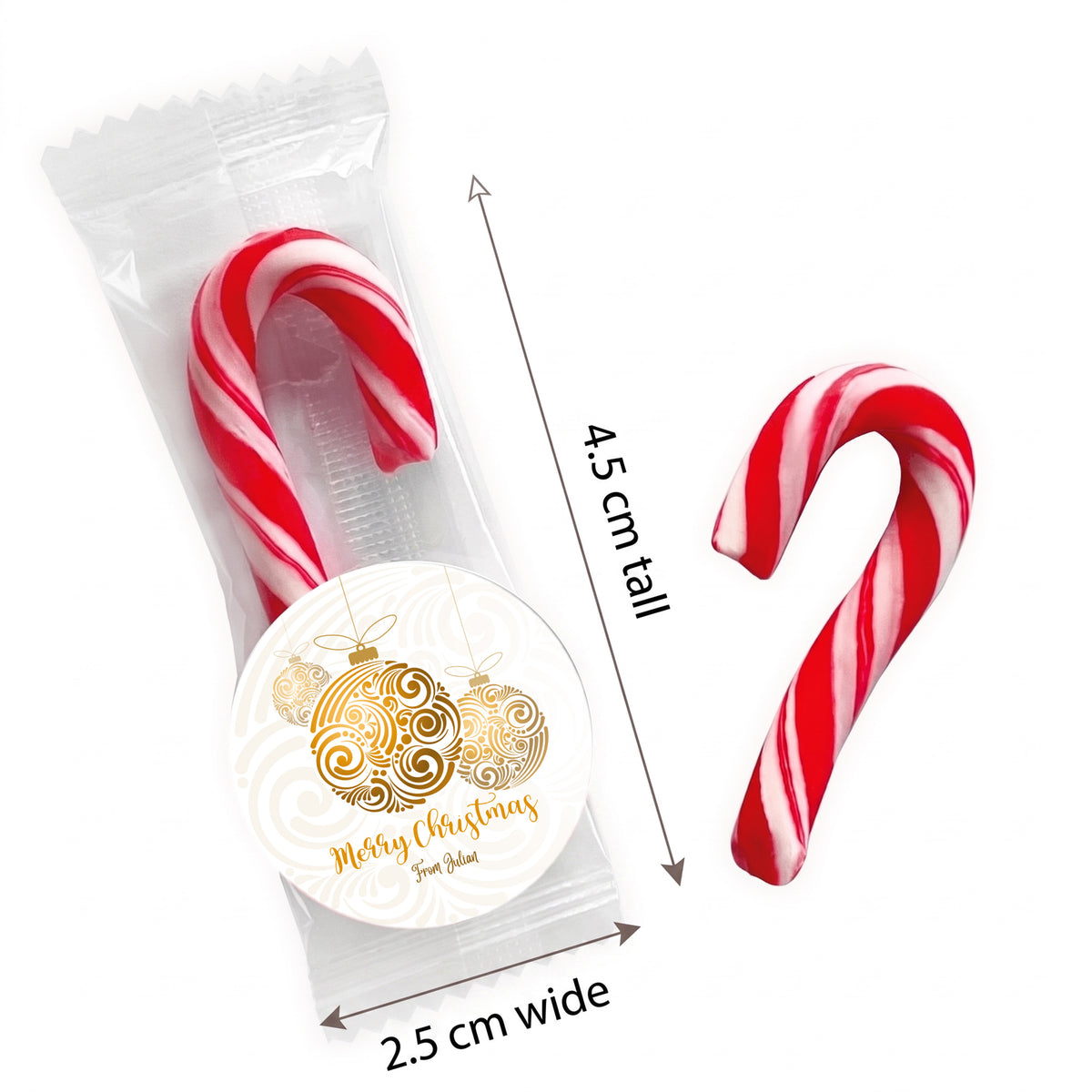 Christmas Gold Balls Personalised Mini Candy Canes