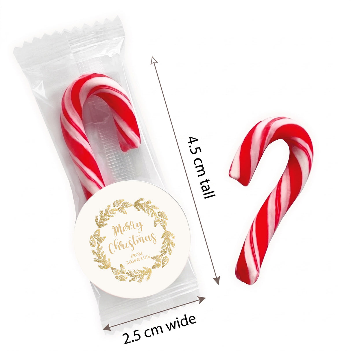 Christmas Gold Pine Personalised Mini Candy Canes