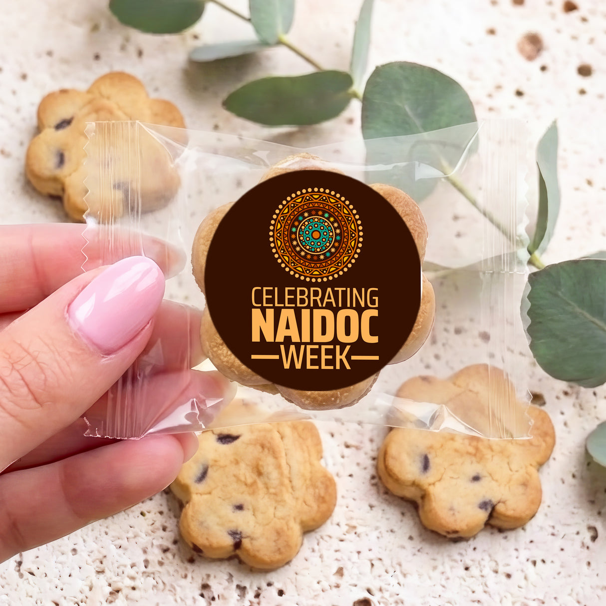 Naidoc Design 2 Personalised Bite Size Choc Chip Cookies