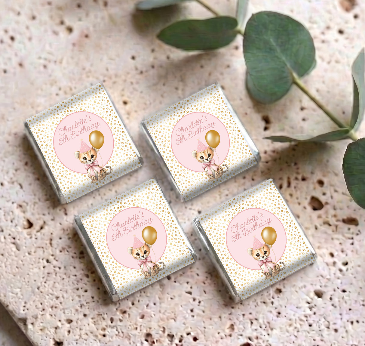 Pink Cheetah Girls Birthday Personalised Mini Chocolates