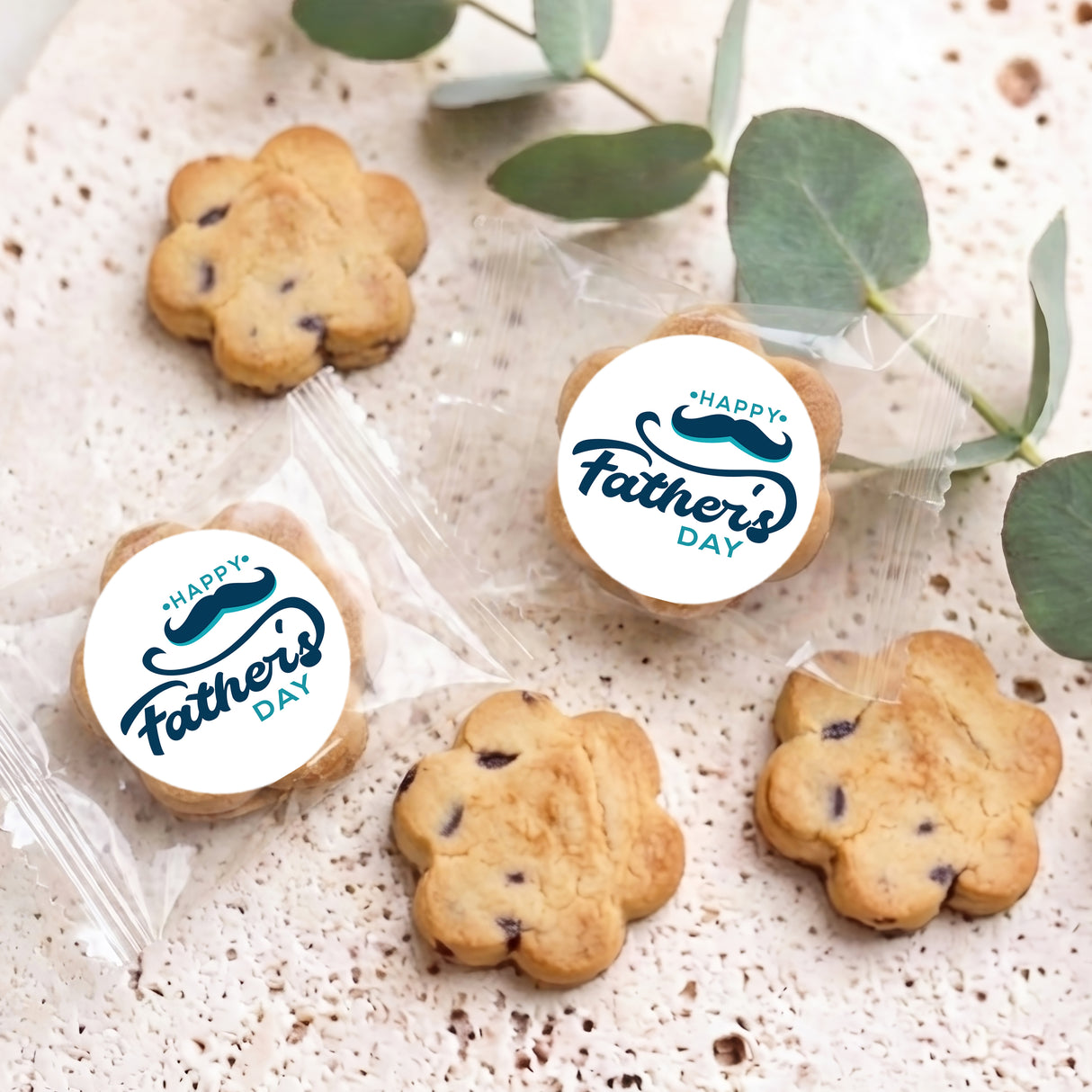 Moustache Fathers Day Personalised Bite Size Choc Chip Cookies