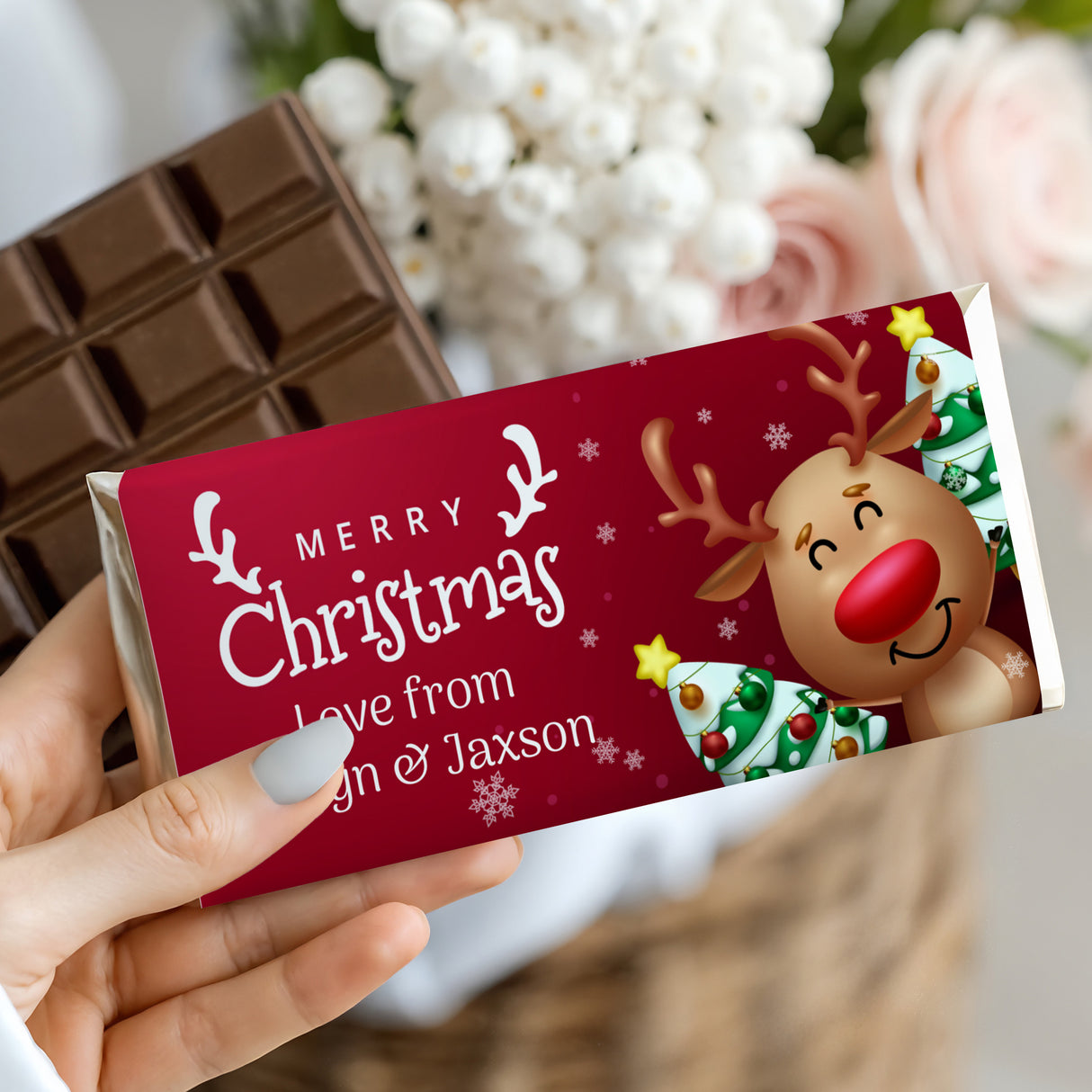 Happy Reindeer Chocolate Bar