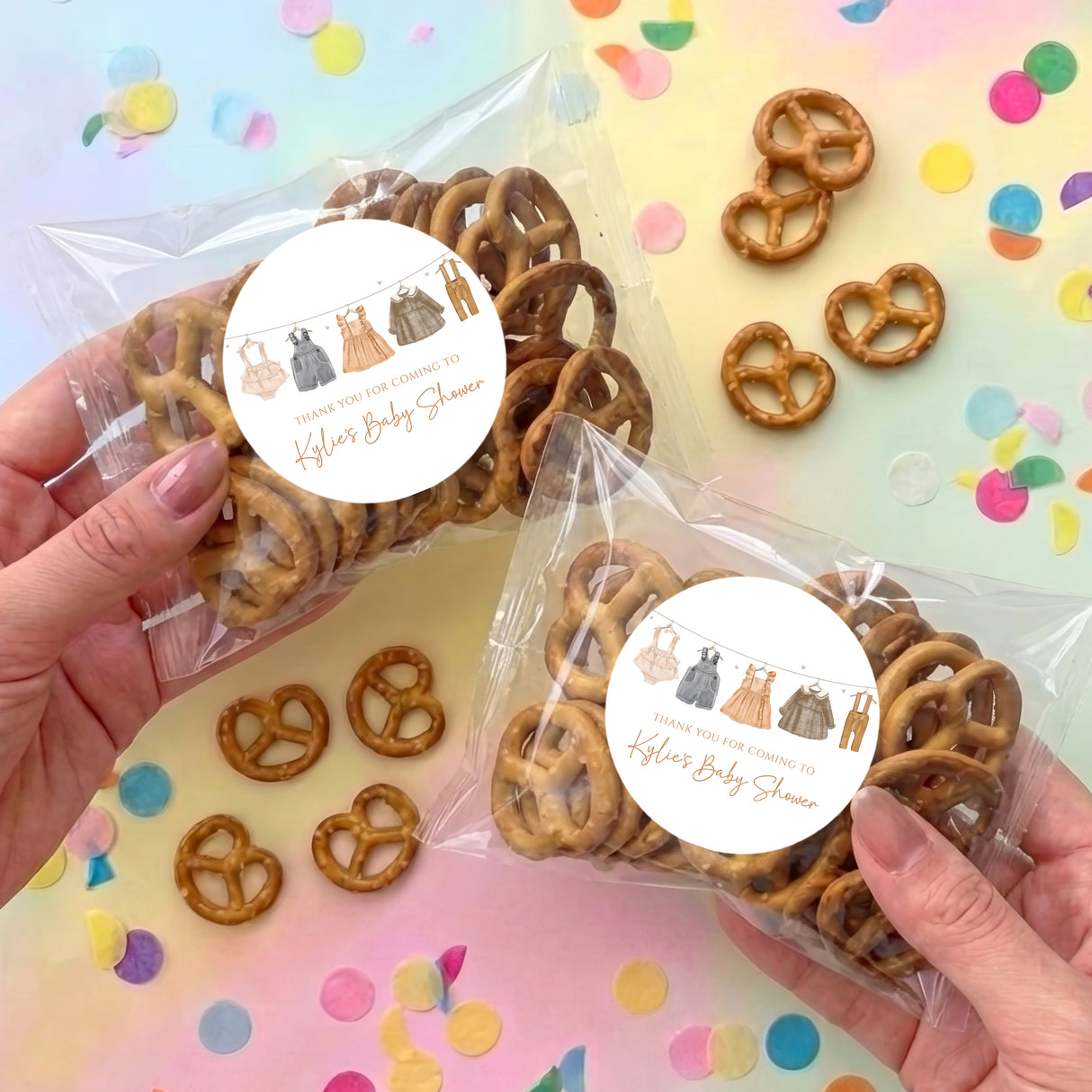 Vintage Baby Clothes Baby Shower Personalised Pretzel Bag