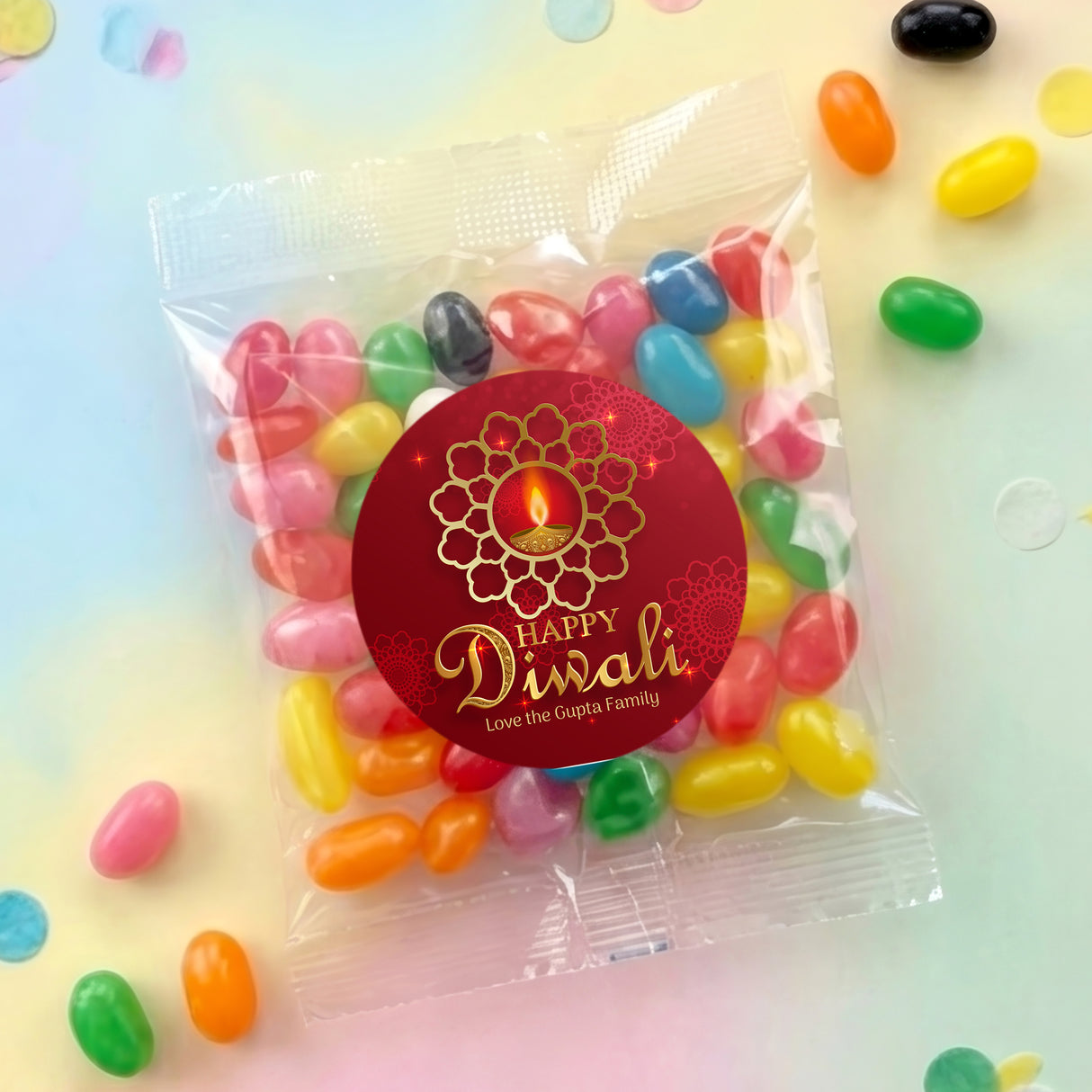 Diwali Red Candle Personalised Jelly Bean Bags