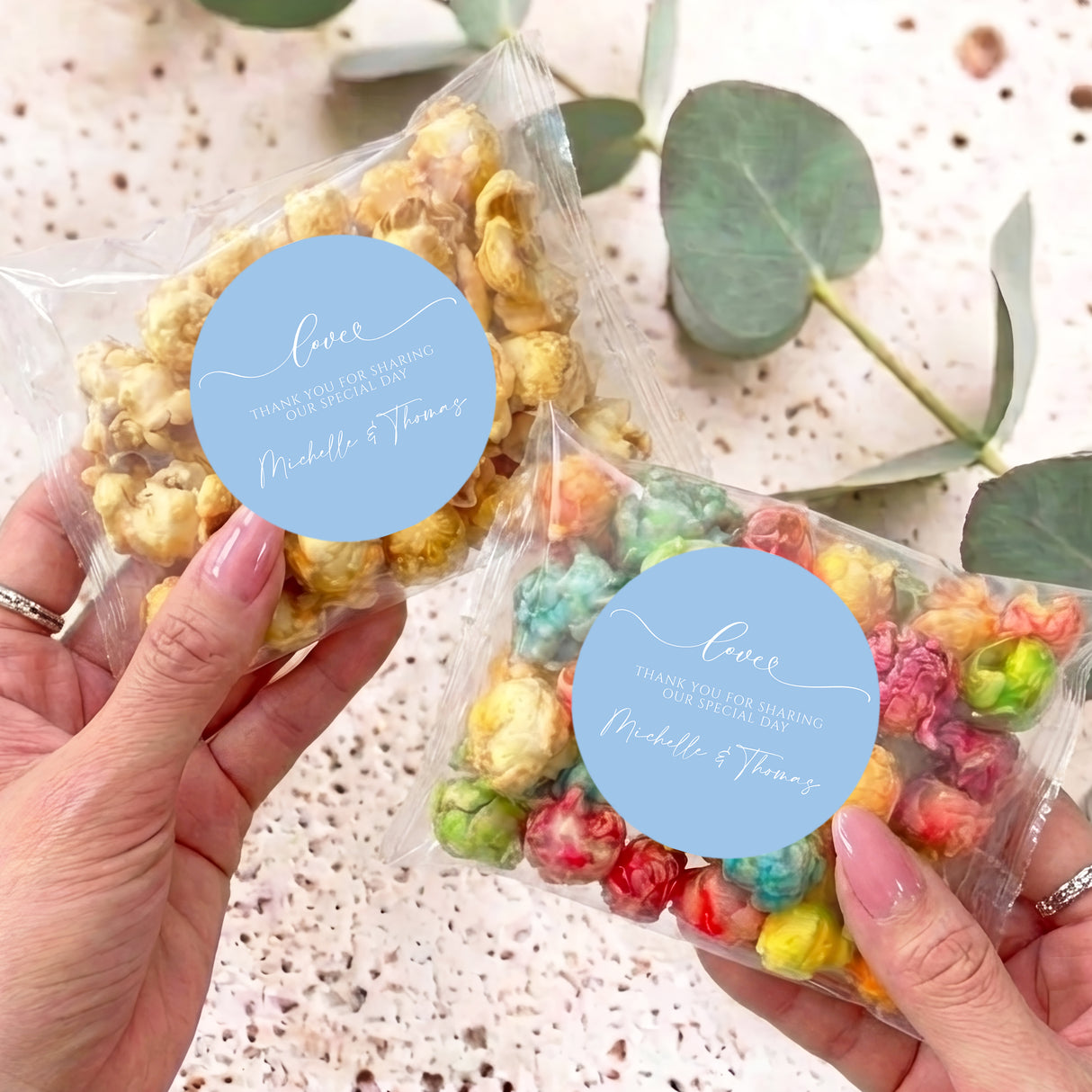 Baby Blue Wedding Love Personalised Popcorn Bag