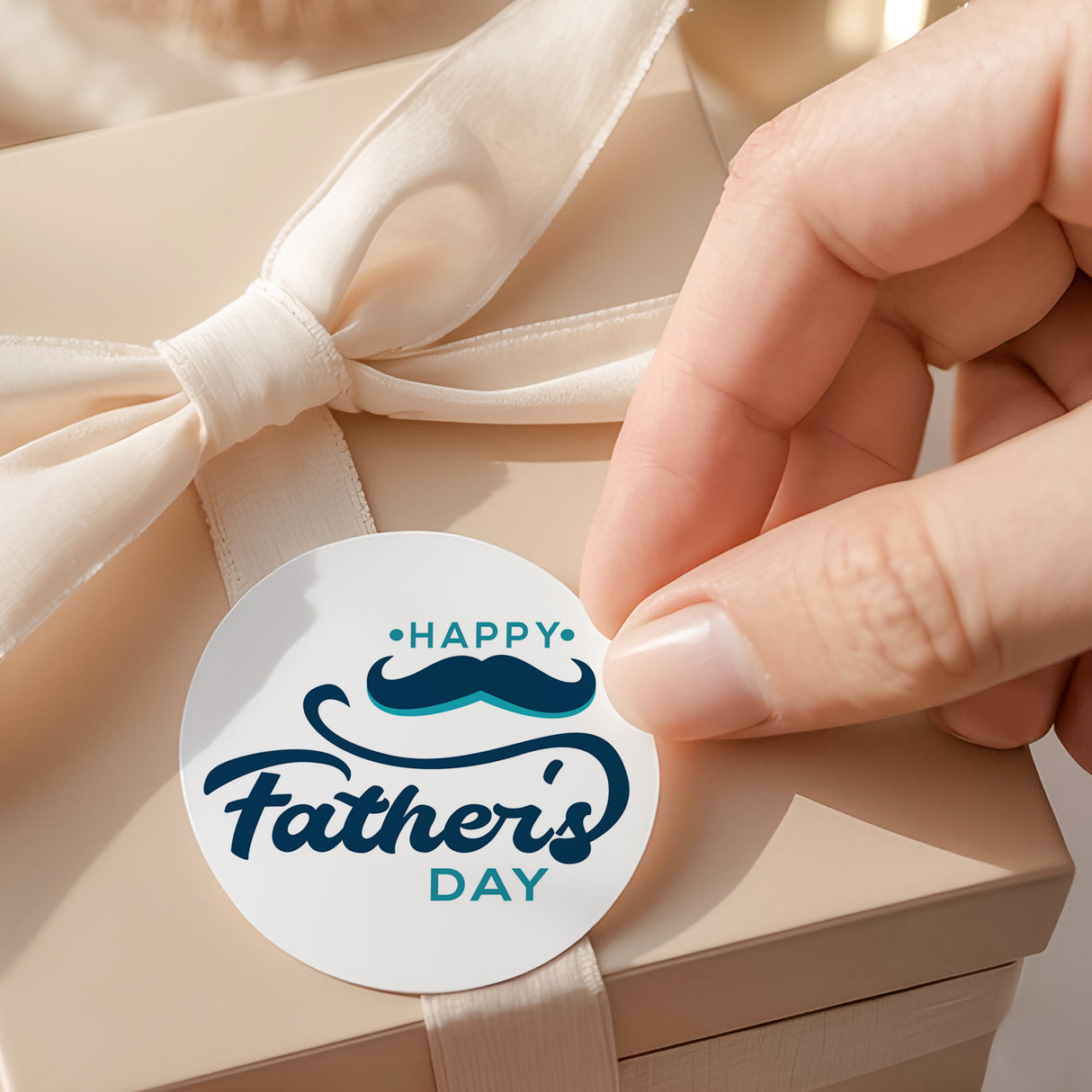 Moustache Fathers Day Round Printed Labels