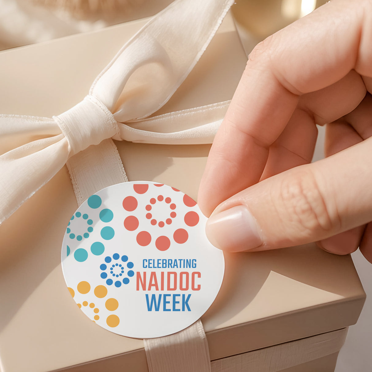 Naidoc Pastel Dots Round Printed Labels