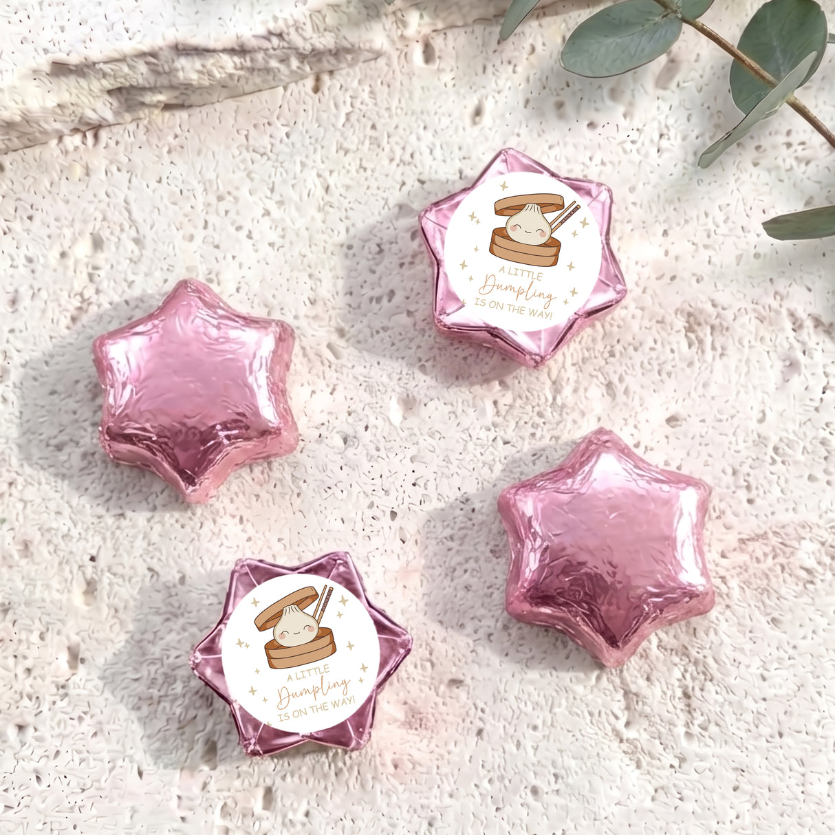 Little Dumpling Gender Neutral Baby Shower Personalised Foil Covered Chocolate Stars