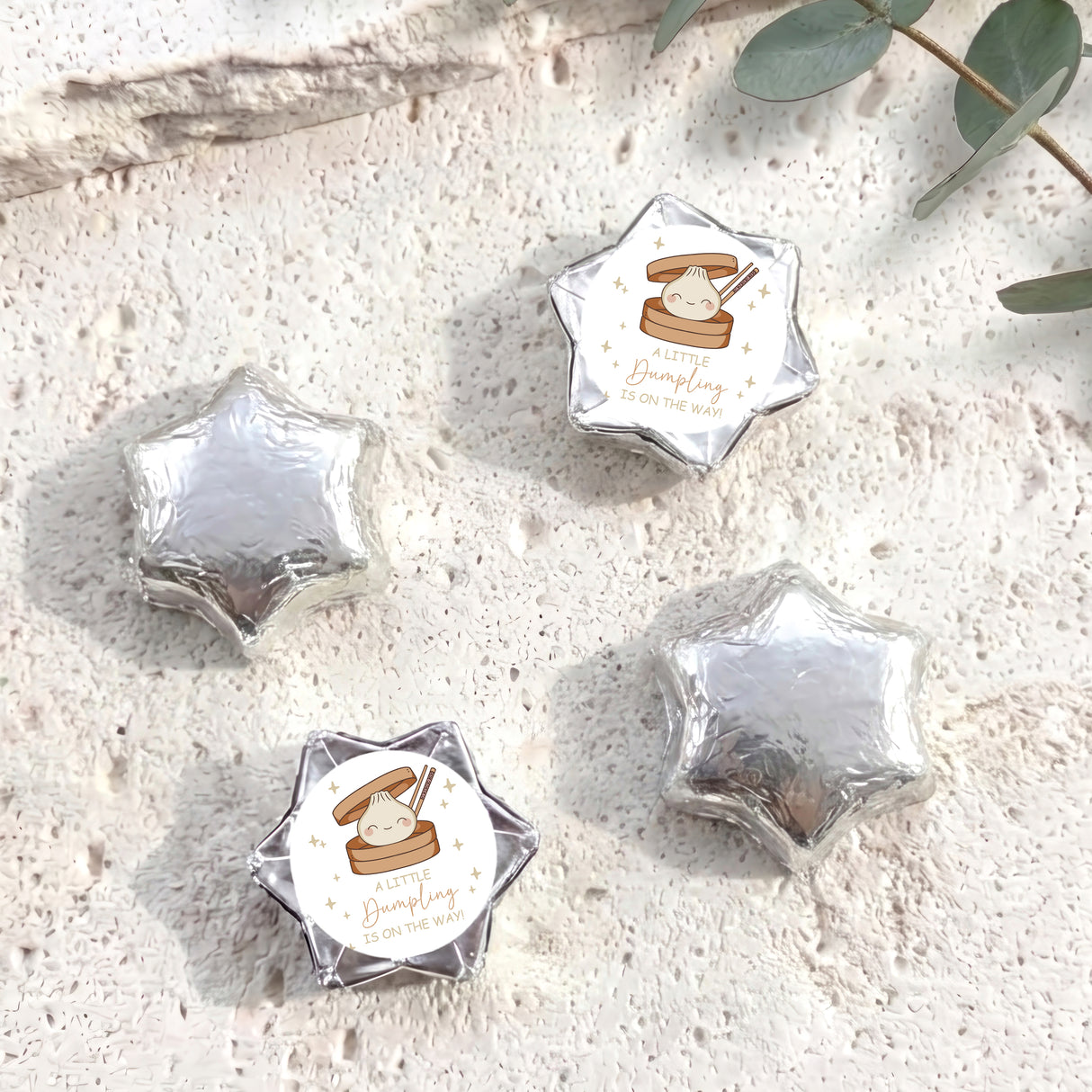 Little Dumpling Gender Neutral Baby Shower Personalised Foil Covered Chocolate Stars