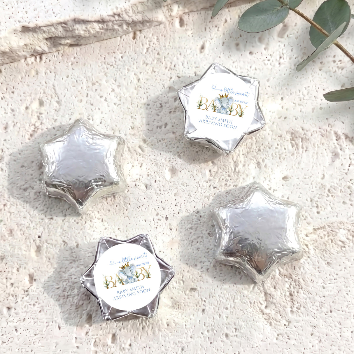 Little Peanut Baby Shower Personalised Foil Covered Chocolate Stars